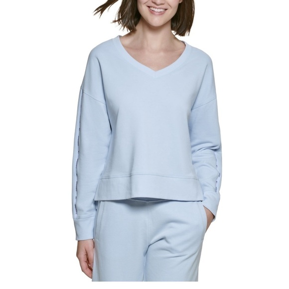 Calvin Klein Performance Women's V-Neck High-Low Sweatshirt -Waterfall XXL - Picture 1 of 15